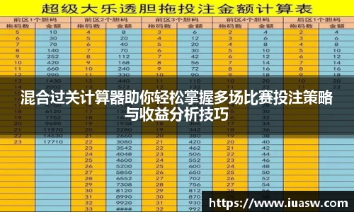 混合过关计算器助你轻松掌握多场比赛投注策略与收益分析技巧